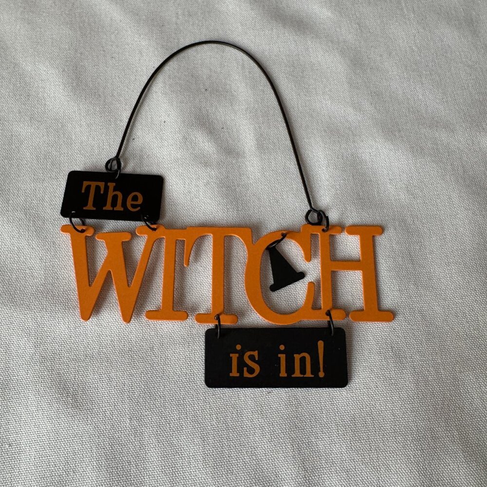 Hallmark Halloween "The Witch Is In" Metal Doorknob Sign/Ornament